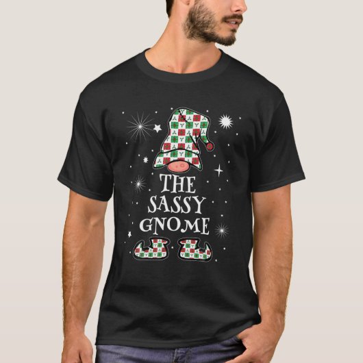 Sassy Gnome Matching Family Group Kerstmis Pajama T-shirt (Voorkant)