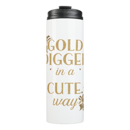 Sassy Gold Typography with Floral Bows Thermosbeker (Voorkant)