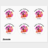 Sassy Halloween-heks met kat Ronde Sticker (Vel)