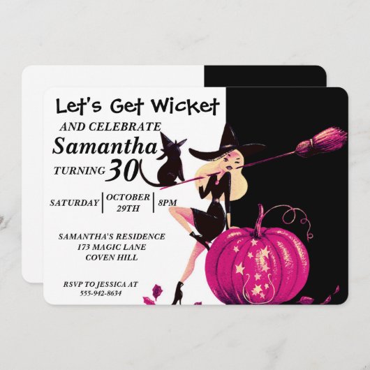 Sassy Halloween Witch Birthday Uitnodiging (Voorkant / Achterkant)