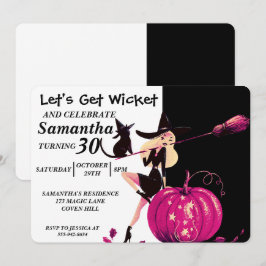 Sassy Halloween Witch Birthday Uitnodiging