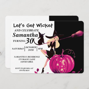 Sassy Halloween Witch Birthday Uitnodiging