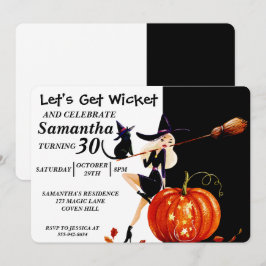 Sassy Halloween Witch Birthday Uitnodiging