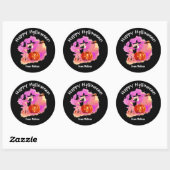 Sassy Halloween Witch met Kat Classic Round Stick Ronde Sticker (Vel)