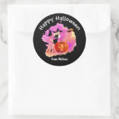 Sassy Halloween Witch met Kat Classic Round Stick Ronde Sticker (Tas)