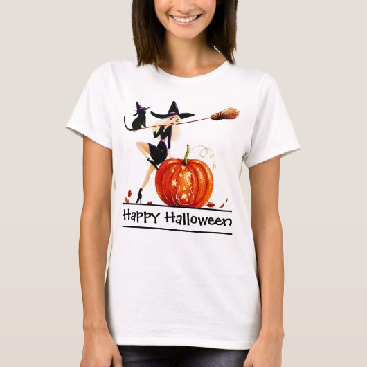 Sassy Halloween Witch Woman T-shirt (Voorkant)