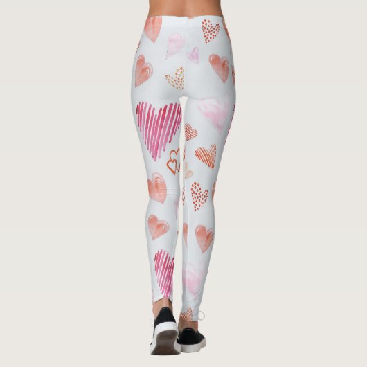 Sassy hartvormige roze print leggings (Achterkant)