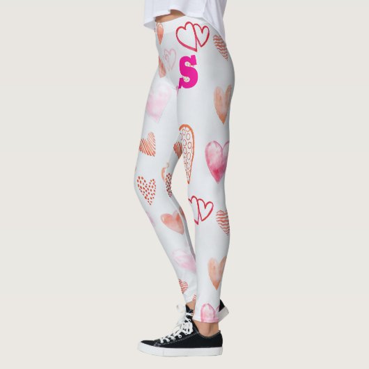Sassy hartvormige roze print leggings (Links)