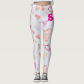 Sassy hartvormige roze print leggings (Voorkant)