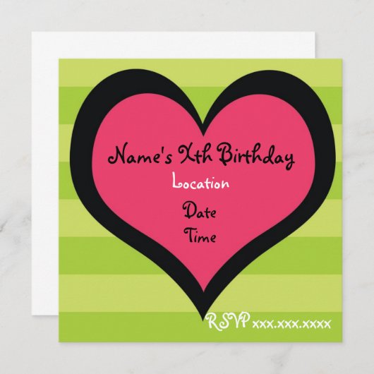 Sassy Heart Brithday Uitnodiging (Voorkant / Achterkant)