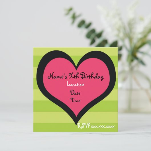 Sassy Heart Brithday Uitnodiging (Staand voorkant)