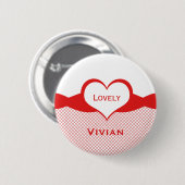Sassy Heart Fishnet Button, Red Ronde Button 5,7 Cm (Voorkant /achterkant)