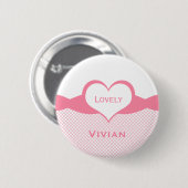 Sassy Heart Fishnet Button, Roze Ronde Button 5,7 Cm (Voorkant /achterkant)