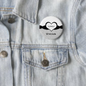 Sassy Heart Fishnet Button, zwart-wit Ronde Button 5,7 Cm (In situ)
