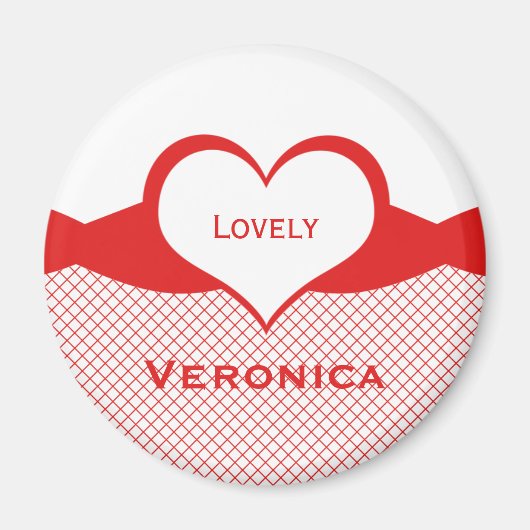 Sassy Heart Fishnet Magnet, Red Magneet (Voorkant)