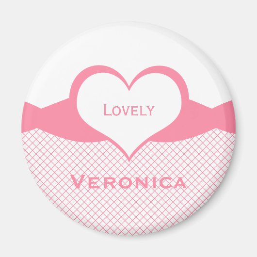 Sassy Heart Fishnet Magnet, Roze Magneet (Voorkant)