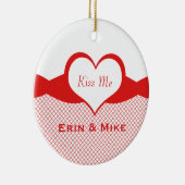 Sassy Heart Fishnet Ornament, Red Keramisch Ornament (Rechts)