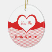 Sassy Heart Fishnet Ornament, Red Keramisch Ornament (Links)