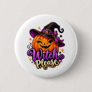 Sassy Heks Alsjeblieft Pompoen Halloween Knop Ronde Button 5,7 Cm