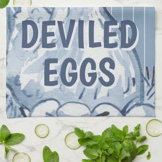 Sassy Hens Lay Deviled Eggs Funny Blue Chicken Art Theedoek (Gevouwen)