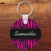Sassy Hot Pink-Zebra op maat Sleutelhanger (Voorkant)