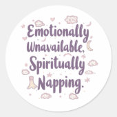 Sassy Introvert Humor with Cute Clouds Ronde Sticker (Voorkant)