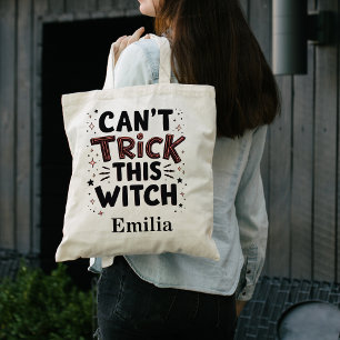 Sassy kan deze heks niet bedriegen Halloween naam Tote Bag