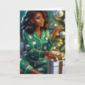 Sassy Kerstman PJ's Feestdagen Kaart (Voorkant)