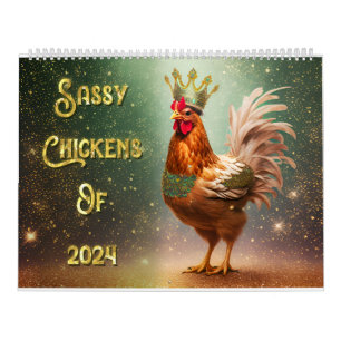 Sassy kippen Twee pagina grote kalender, wit Kalender