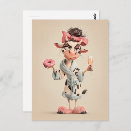 Sassy Koe in Spa-modus Briefkaart (Voorkant / Achterkant)