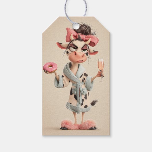 Sassy Koe in Spa-modus Cadeaulabel (Voorkant)