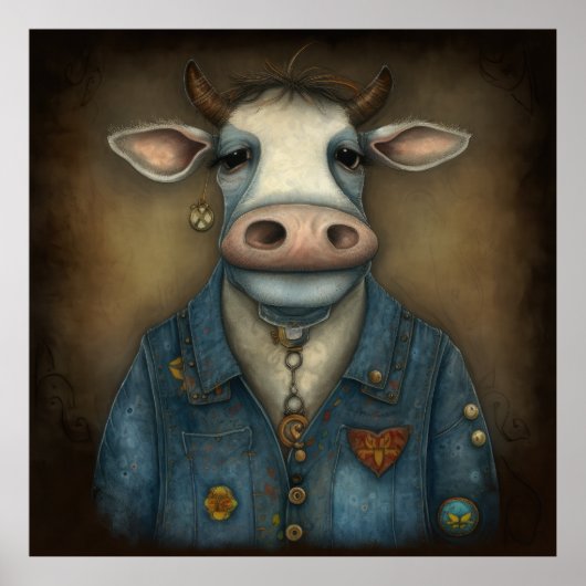Sassy Koe Threads - Funny koe in een kostuum Poster (Voorkant)