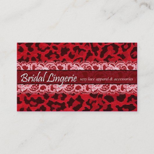 Sassy Lace Leopard Bridal Lingerie Lacy Garter Visitekaartje (Voorkant)