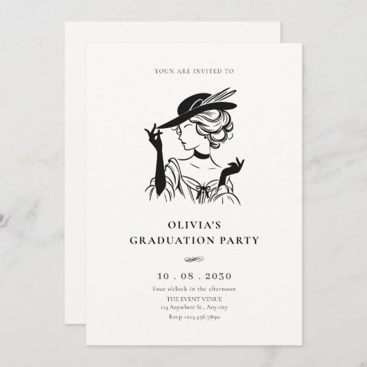 Sassy Lady Elegant afstuderen Kaart (Voorkant / Achterkant)