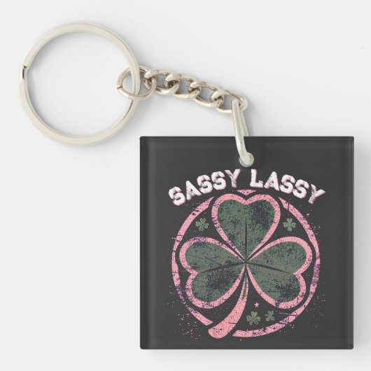 Sassy Lassy Grunge Roze Klaver T-shirt Sleutelhanger (voorkant)