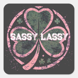 Sassy Lassy Grunge Roze Klaver T-shirt Vierkante Sticker