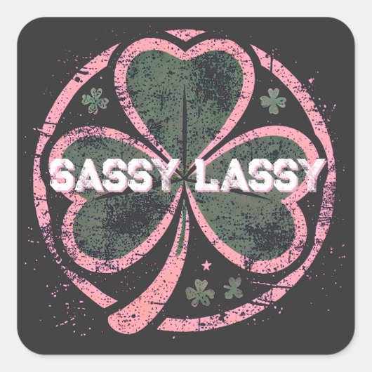 Sassy Lassy Grunge Roze Klaver T-shirt Vierkante Sticker (Voorkant)