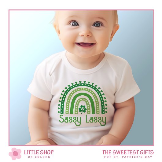 Sassy Lassy Rainbow Shamrock St Patrick's Day Girl Romper