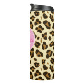 Sassy Leopard Print met roze Monogram Thermosbeker (Geroteerd rechts)