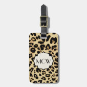 Sassy Leopard Print Monogramed Bagagelabel (Voorkant verticaal)