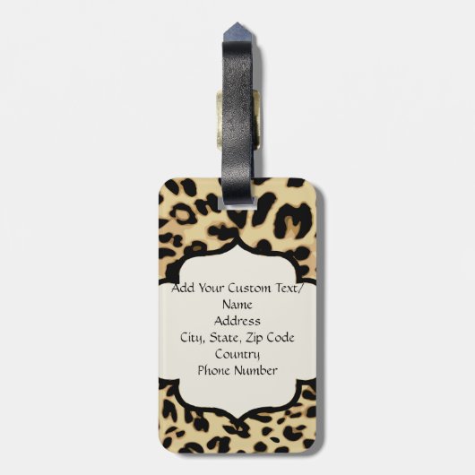 Sassy Leopard Print Monogramed Bagagelabel (Achterkant verticaal)