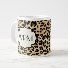 Sassy Leopard Print Monogramed Grote Koffiekop