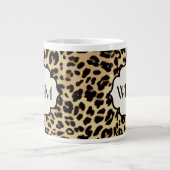 Sassy Leopard Print Monogramed Grote Koffiekop (Voorkant)