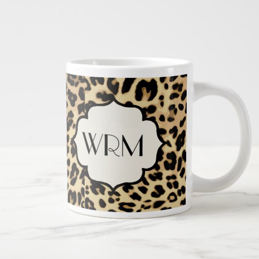 Sassy Leopard Print Monogramed Grote Koffiekop (Rechts)