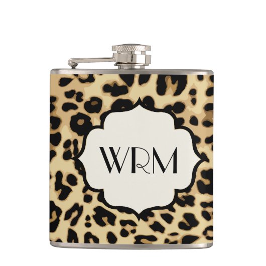 Sassy Leopard Print Monogramed Heupfles (Voorkant)
