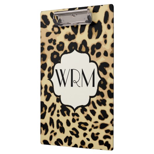 Sassy Leopard Print Monogramed Klembord (Links)
