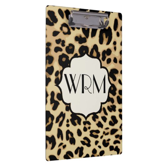 Sassy Leopard Print Monogramed Klembord (Rechts)