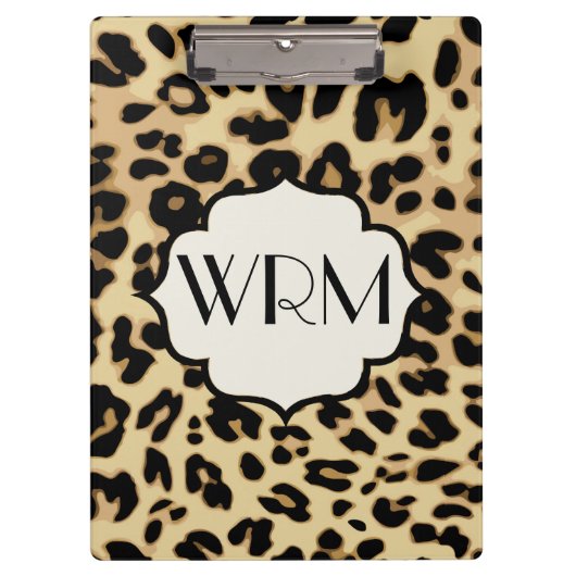 Sassy Leopard Print Monogramed Klembord (Voorkant)