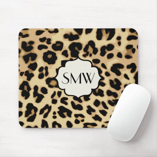 Sassy Leopard Print Monogramed Muismat (Met muis)