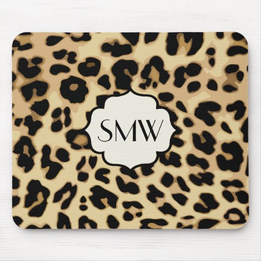 Sassy Leopard Print Monogramed Muismat (Voorkant)